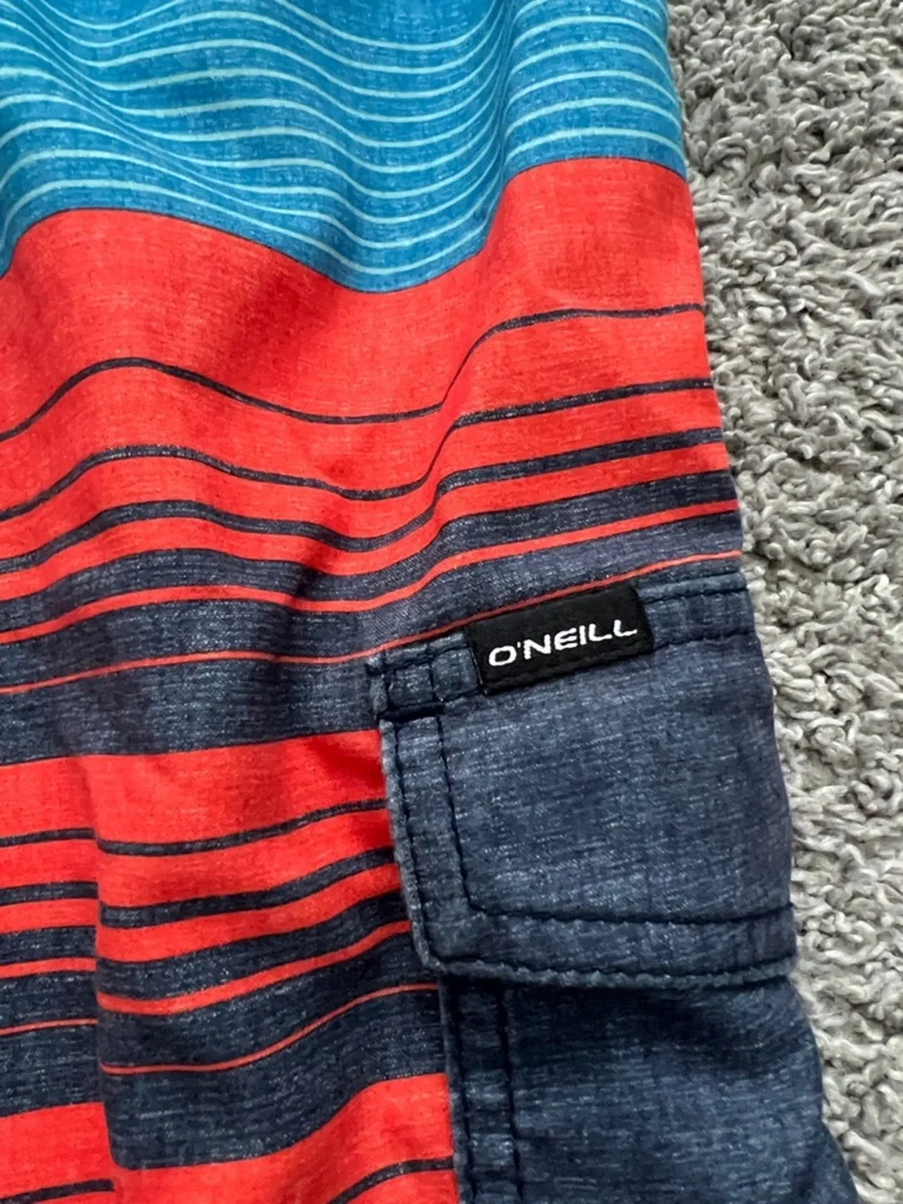 O’Neill Men's Lennox Blue & Orange Striped Boardshorts Swim Trunks - Size 31